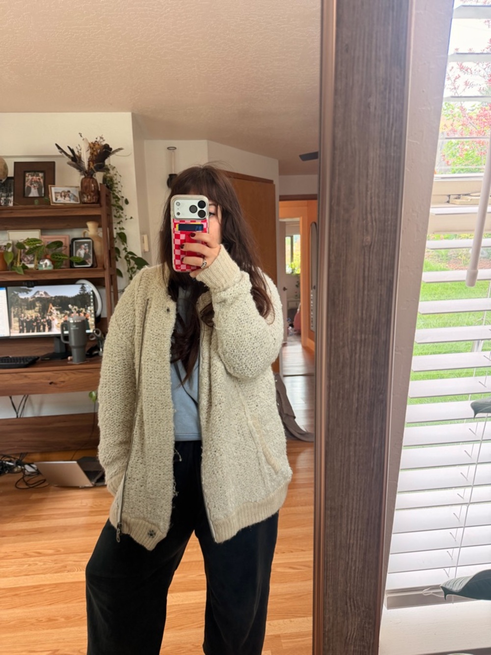 Free People Cream Textured Zip Cardigan - Picture 5 of 5
